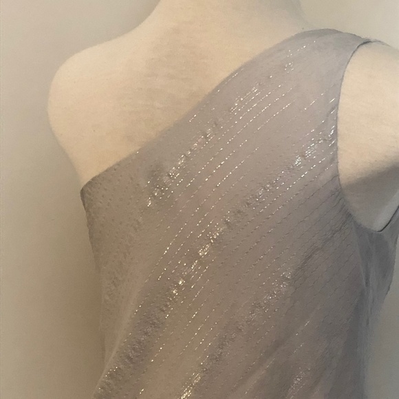 Like-New Club Monaco One-Shoulder Silver/Grey Top - Picture 13 of 14